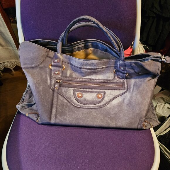 Mousse | Purple Printed City Canvas Large Bag with Shoulder Strap - NWOT - Picture 1 of 16